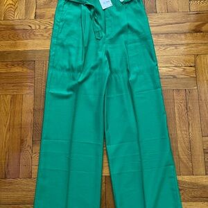 Zara Vibrant Green Trousers with Button Detail